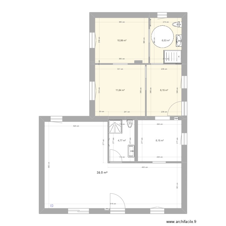 plan villa 2. Plan de 7 pièces et 90 m2