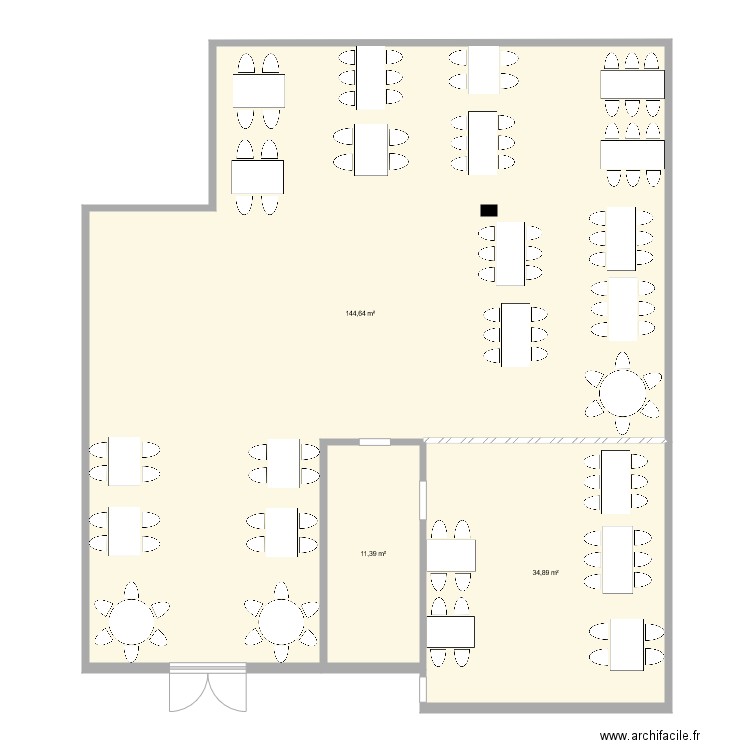 planc salle le 32. Plan de 3 pièces et 191 m2