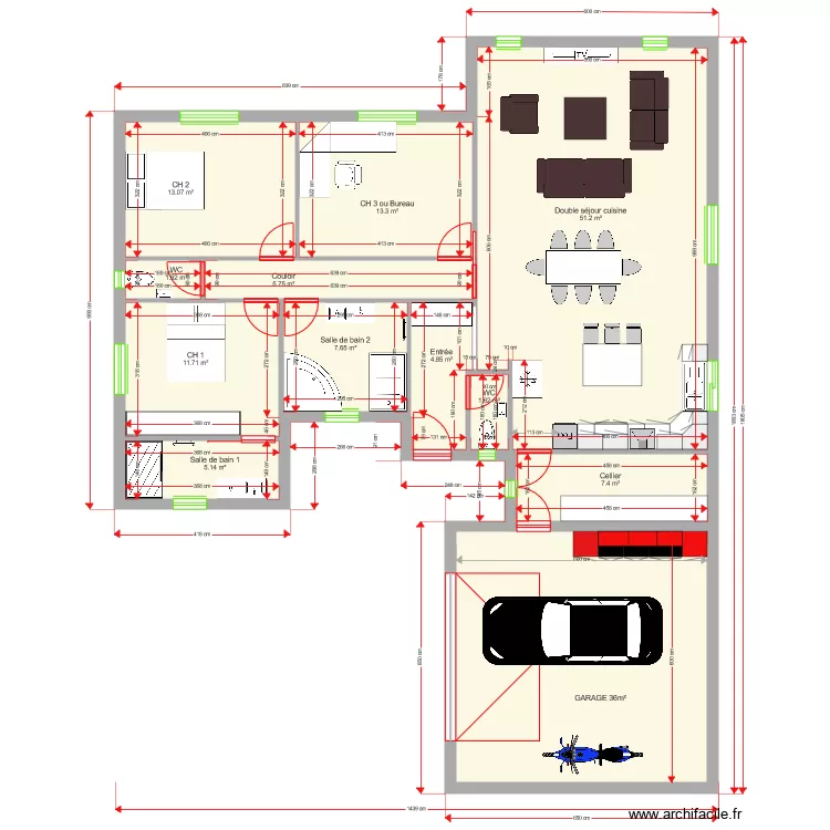 CASSIOPEE 120m2 bis. Plan de 