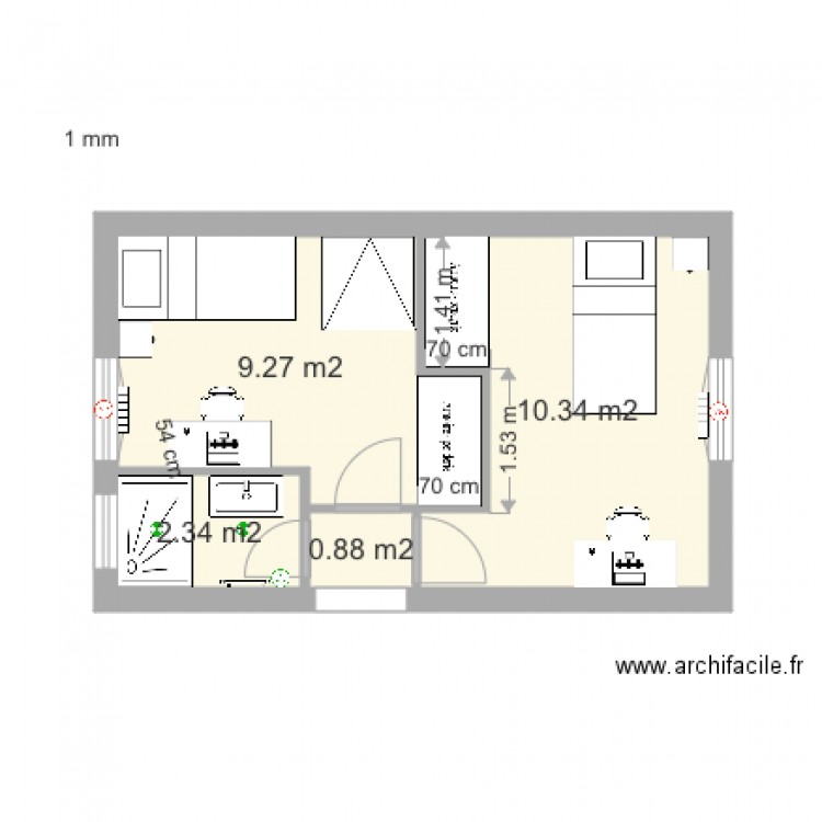 Extension mur ch décalé enft. Plan de 0 pièce et 0 m2