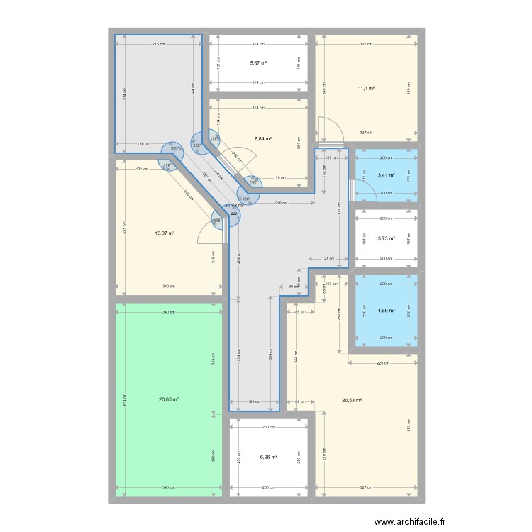 plan15x10. Plan de 11 pièces et 128 m2