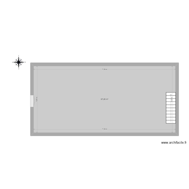 Etage. Plan de 1 pièce et 67 m2