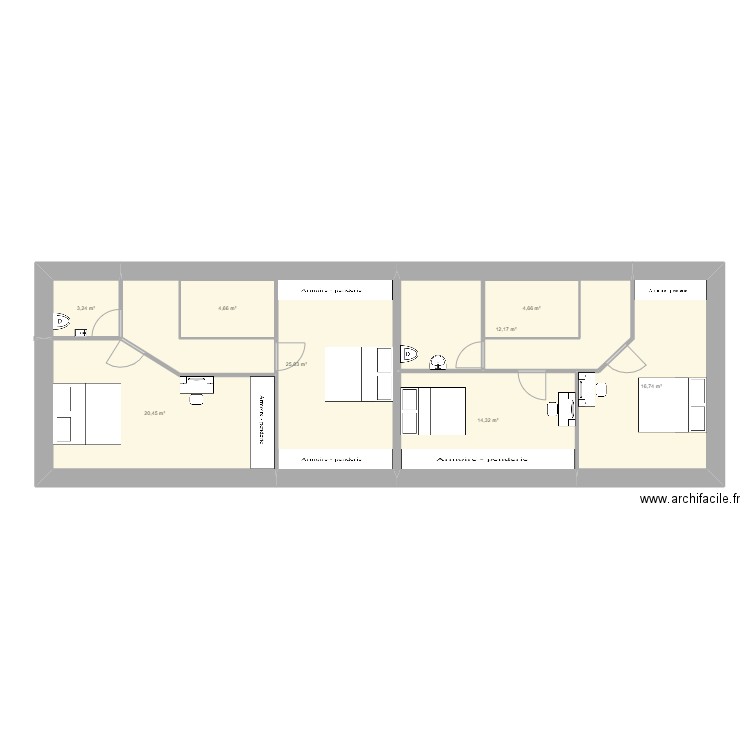 lanvellec rdc. Plan de 18 pièces et 198 m2