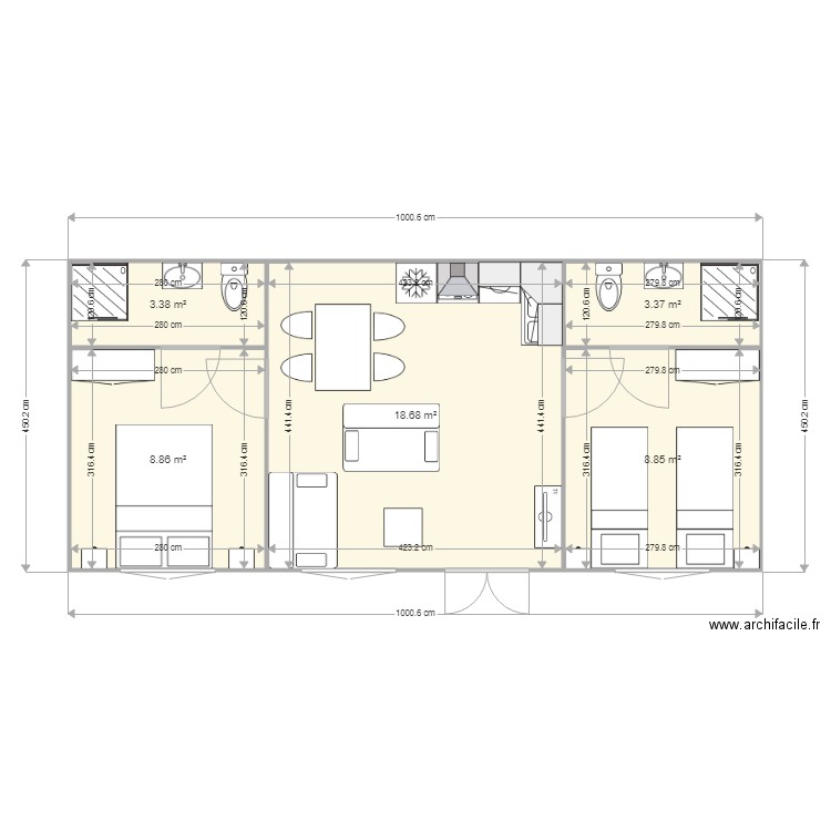 MON MODELE DE 45M2. Plan de 0 pièce et 0 m2