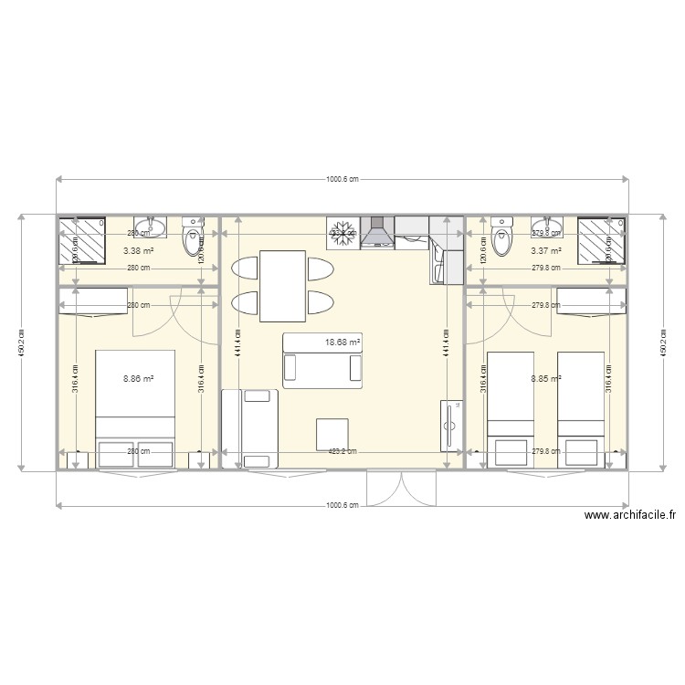 MON MODELE DE 45M2. Plan de 0 pièce et 0 m2