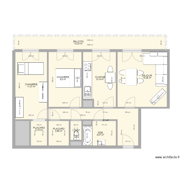 djaffer. Plan de 14 pièces et 76 m2