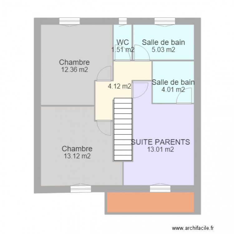 CHAILLY ETAGE 8mX8m44 3CH cotés V2. Plan de 0 pièce et 0 m2