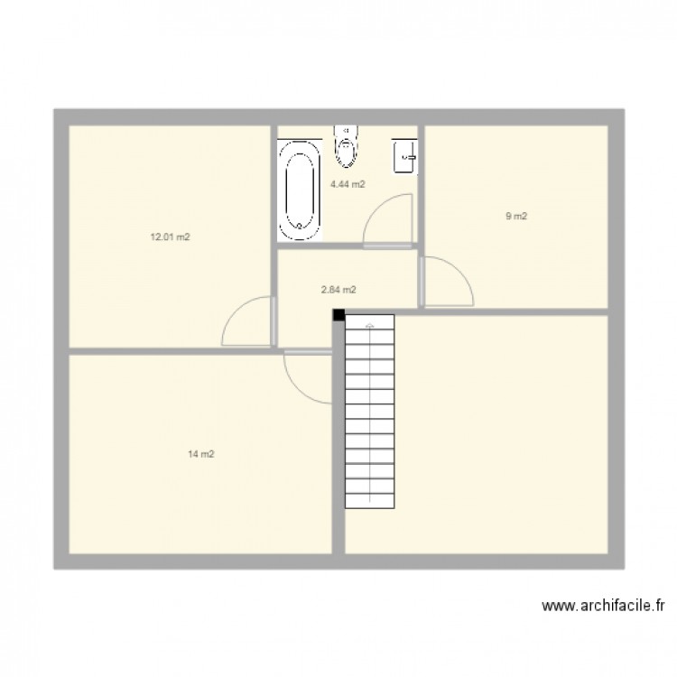 étage philippe 3. Plan de 6 pièces et 59 m2