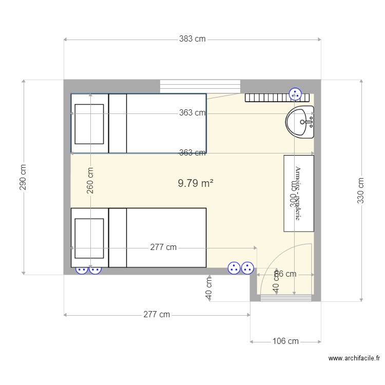 Future chambre Chalet 2. Plan de 1 pièce et 10 m2
