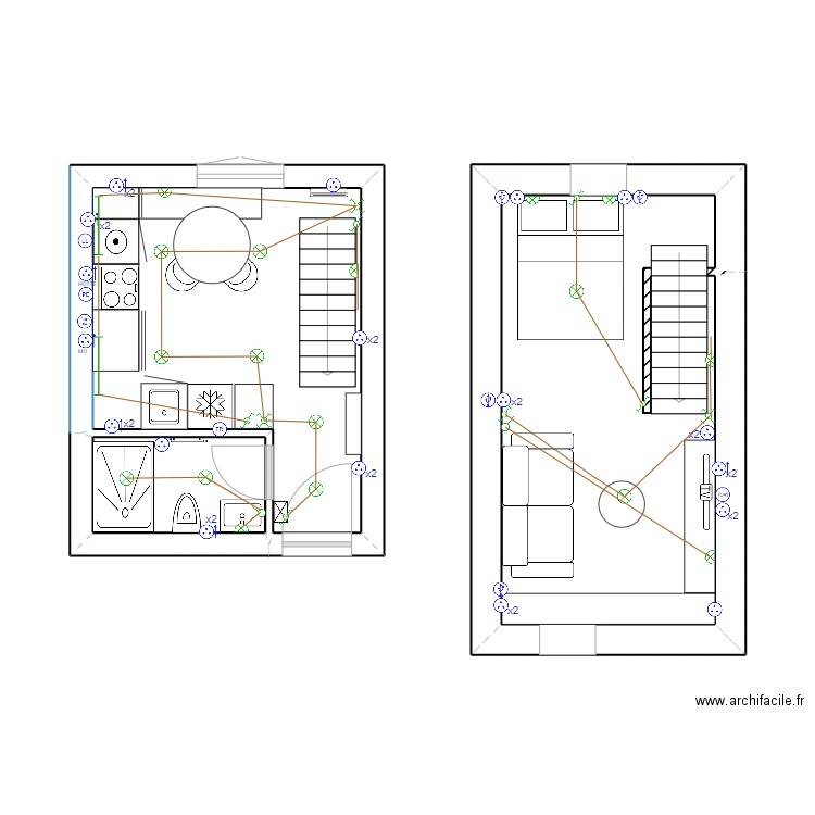 Plan elec Appt Cluses. Plan de 3 pièces et 31 m2