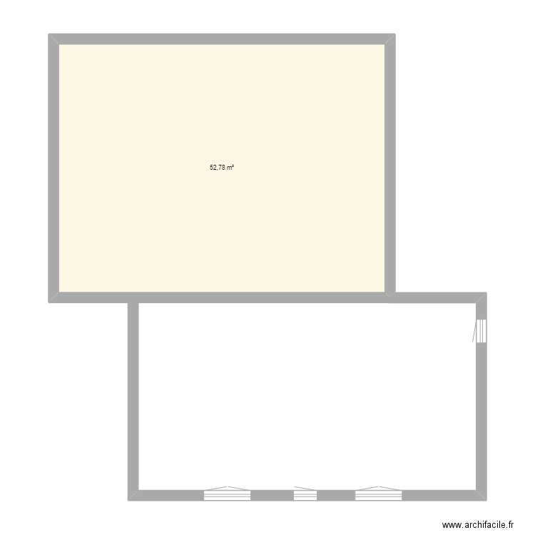 Façade Montigny. Plan de 1 pièce et 53 m2