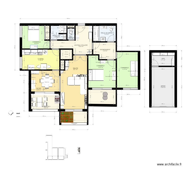 APPART VERRERIE. Plan de 20 pièces et 138 m2