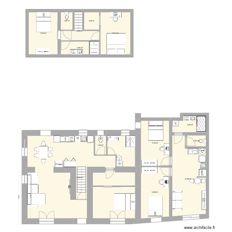 Plan Marine. Plan de 13 pièces et 163 m2