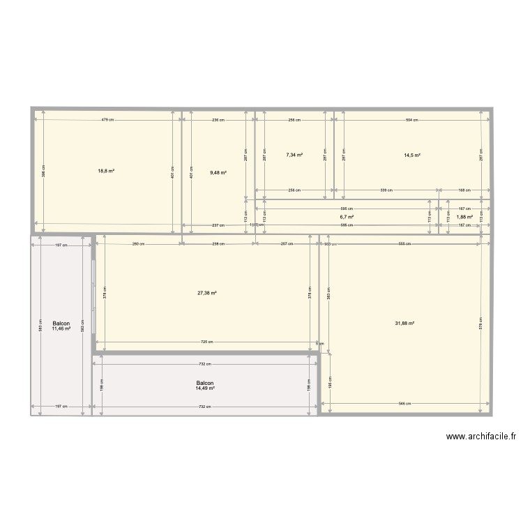 VillaS Existant Etage 01. Plan de 10 pièces et 144 m2
