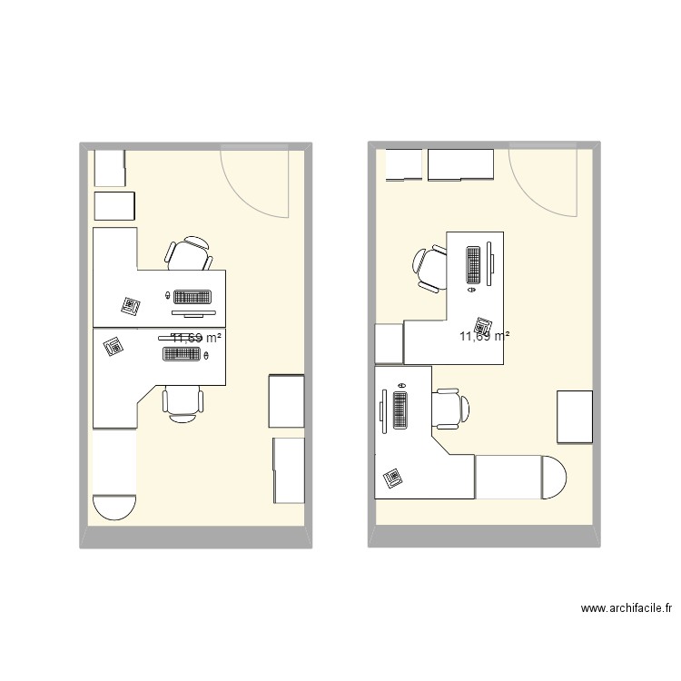 BUREAU MARIE CLAIRE 2. Plan de 2 pièces et 23 m2