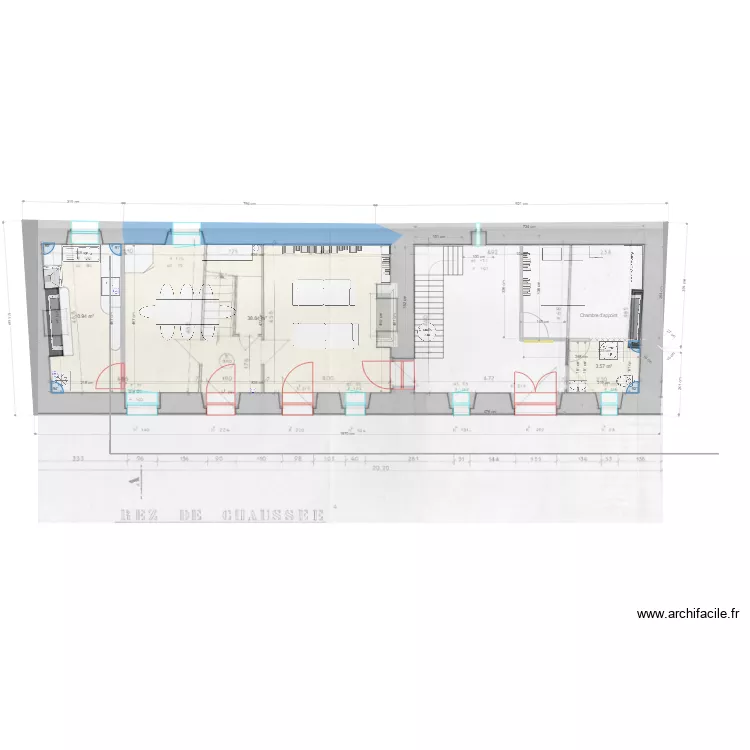 Essai Rez de chauss&eacute;e manoir avec chambre. Plan de 