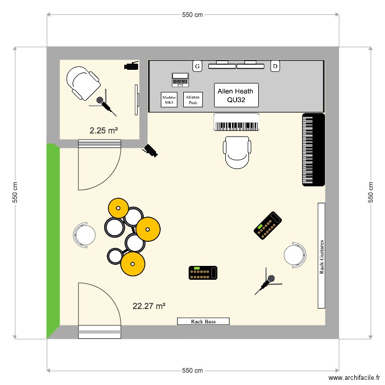 Studio D enregistrement. Plan de 0 pièce et 0 m2