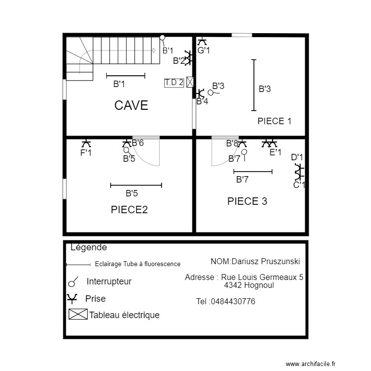 plan4. Plan de 5 pièces et 61 m2