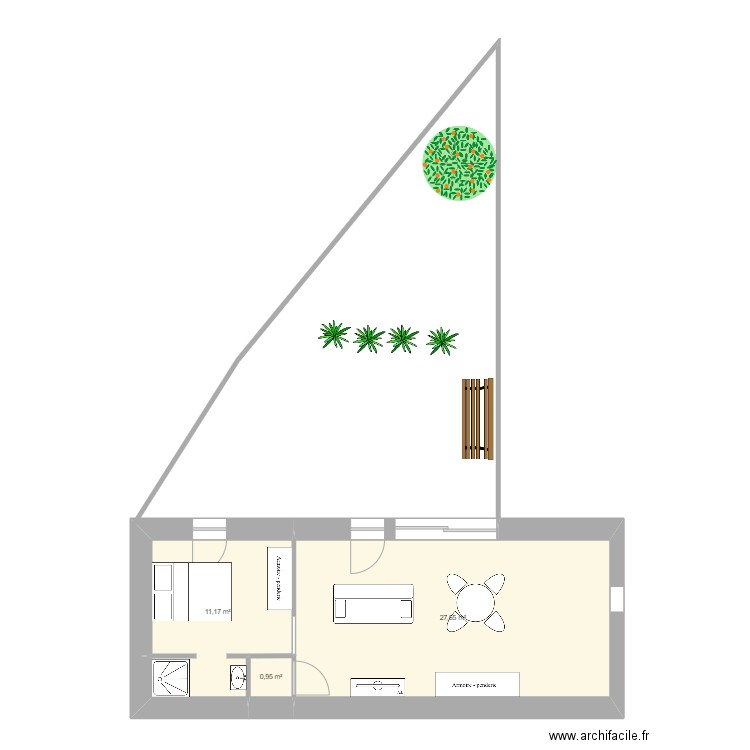 plan dependance Cornu. Plan de 3 pièces et 40 m2