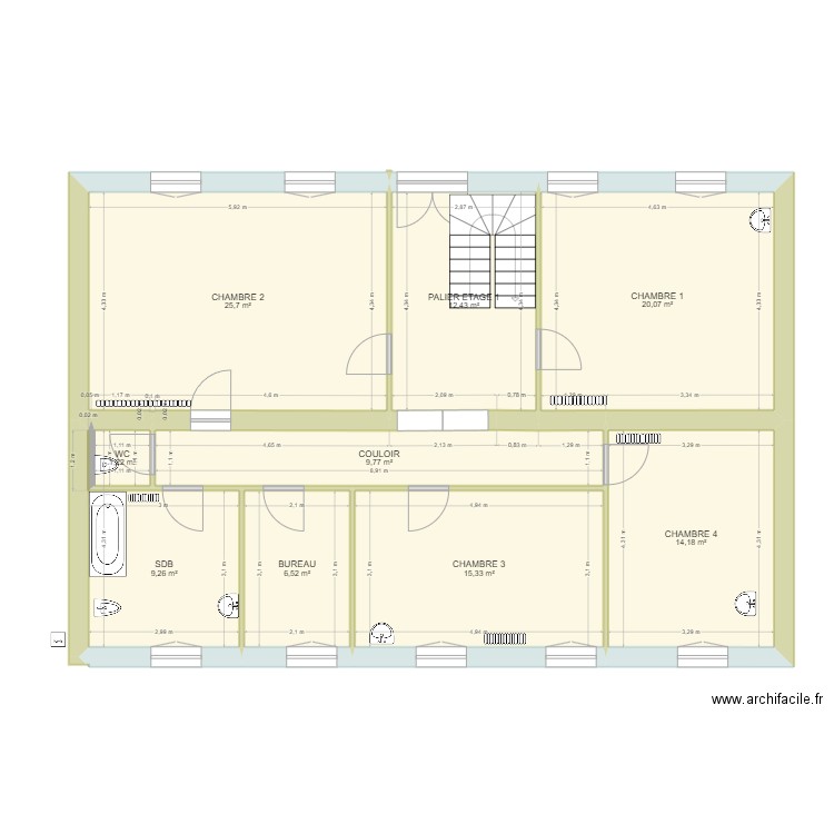 SNDP ETAGE 1. Plan de 9 pièces et 114 m2