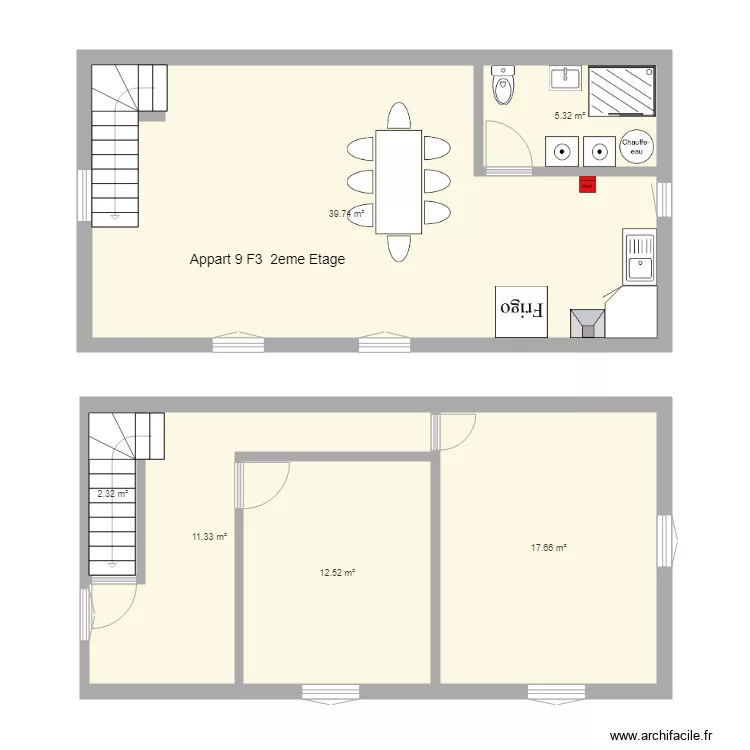 pierre de bresse Le moulin Appart 9 F3 2 eme Etage. Plan de pierre de bresse Le moulin Appart 9 F3 2 eme Etage. Plan de