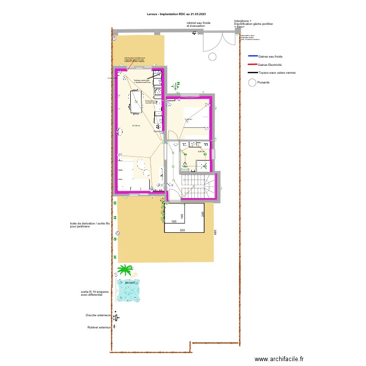 Plan amenagement jardin. Plan de 3 pièces et 55 m2