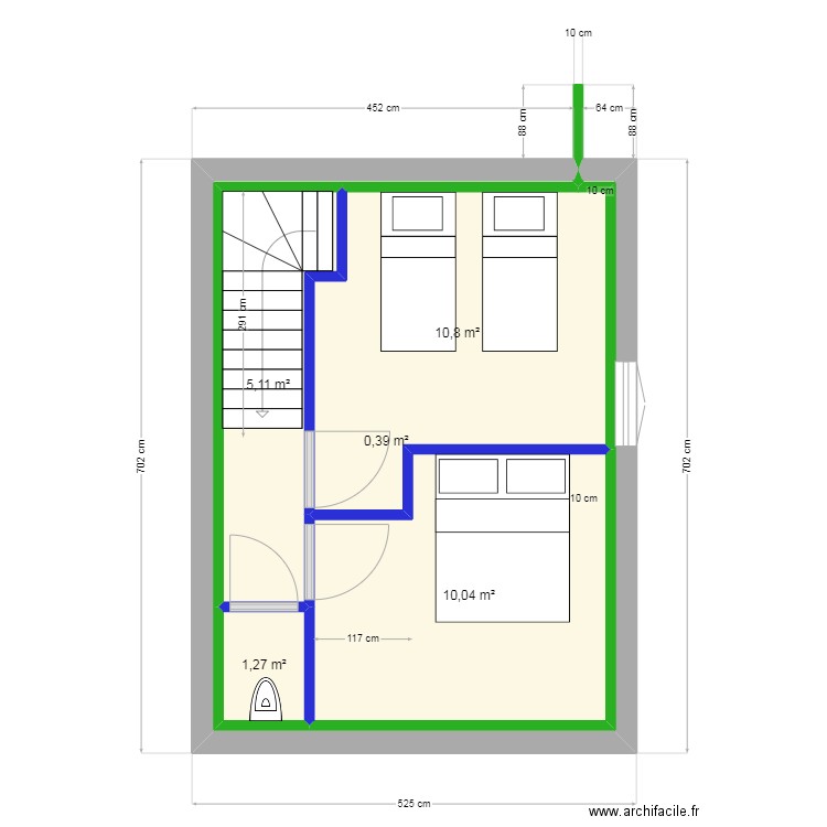 MOYENJMOUTIER  2 iem étage. Plan de 5 pièces et 28 m2