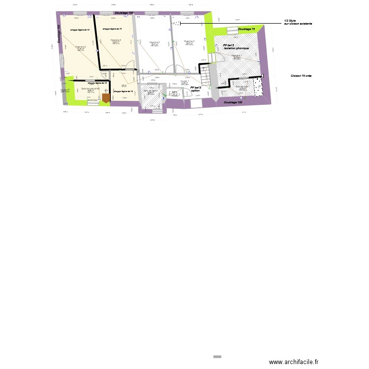 claire projet. Plan de 20 pièces et 212 m2