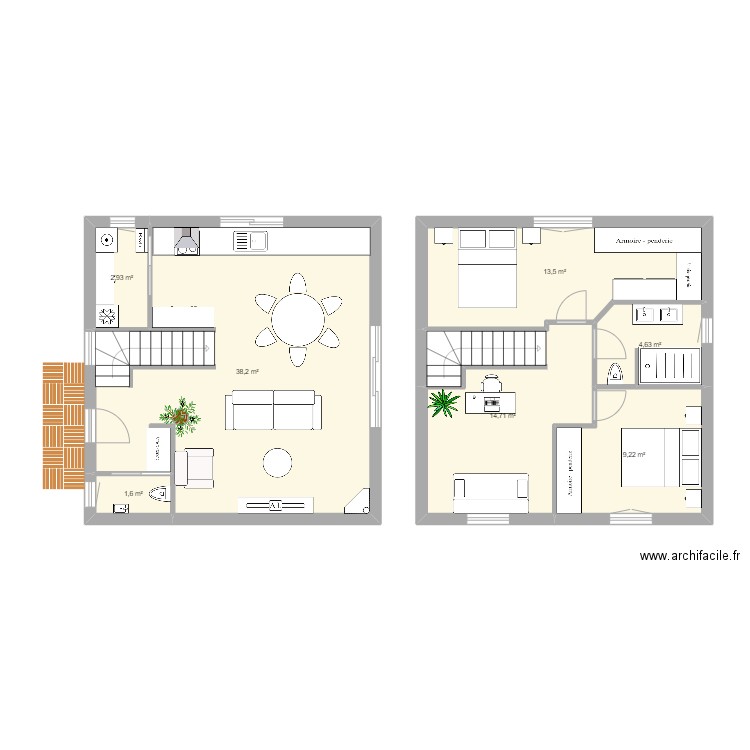 MATH3. Plan de 7 pièces et 85 m2