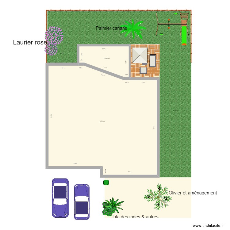 Aménagement Mouilleron. Plan de 2 pièces et 127 m2