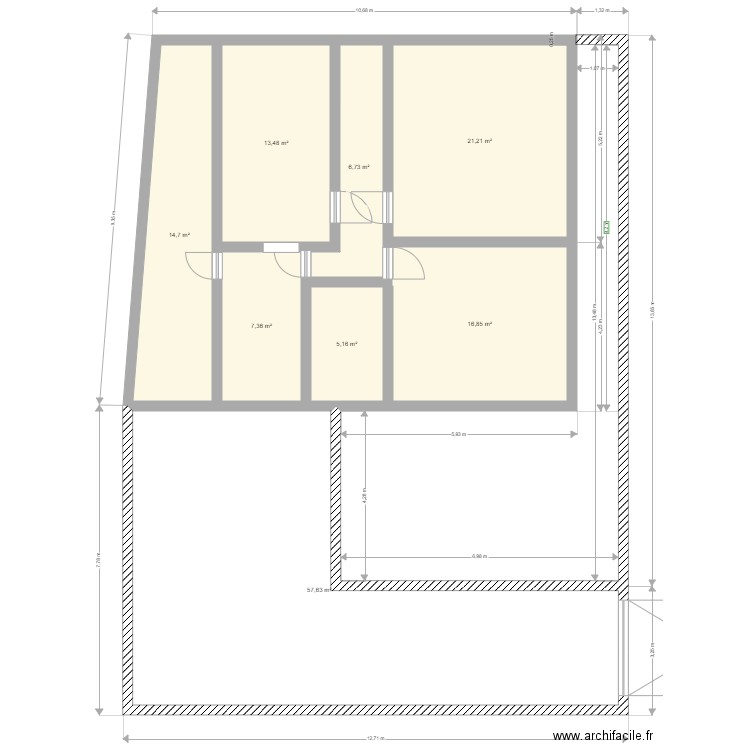 plan 1. Plan de 8 pièces et 143 m2
