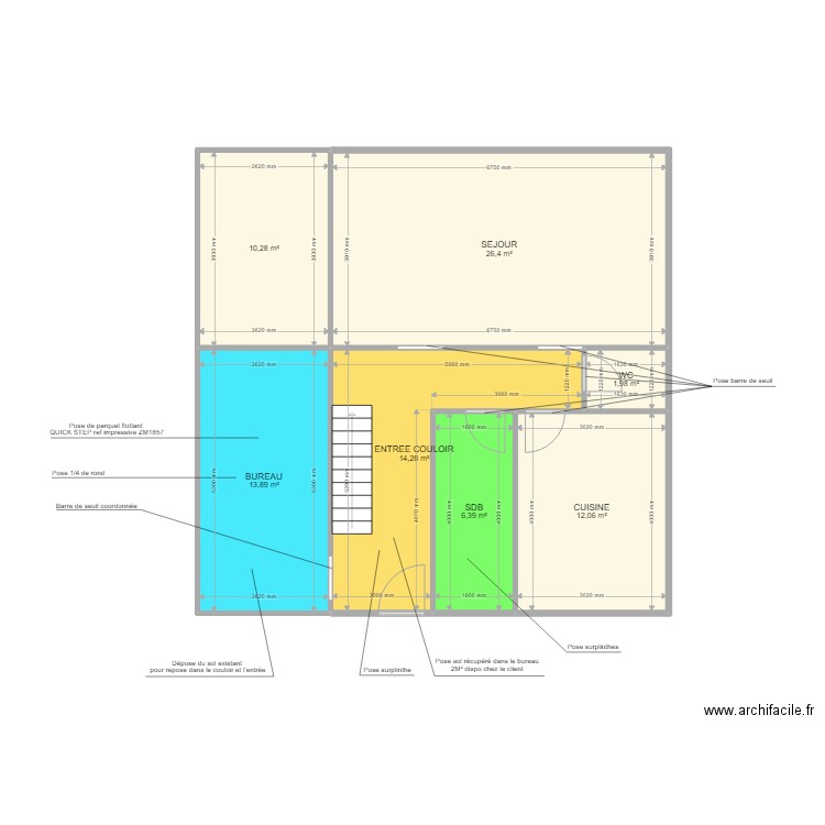 CUNY - D21100580. Plan de 7 pièces et 85 m2