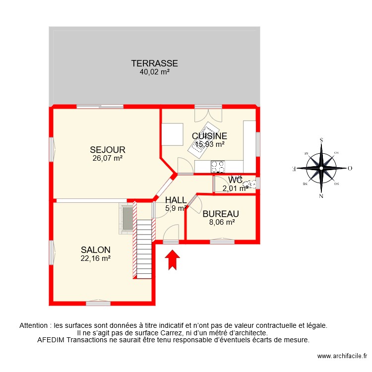 BI 8190 RDC. Plan de 8 pièces et 123 m2