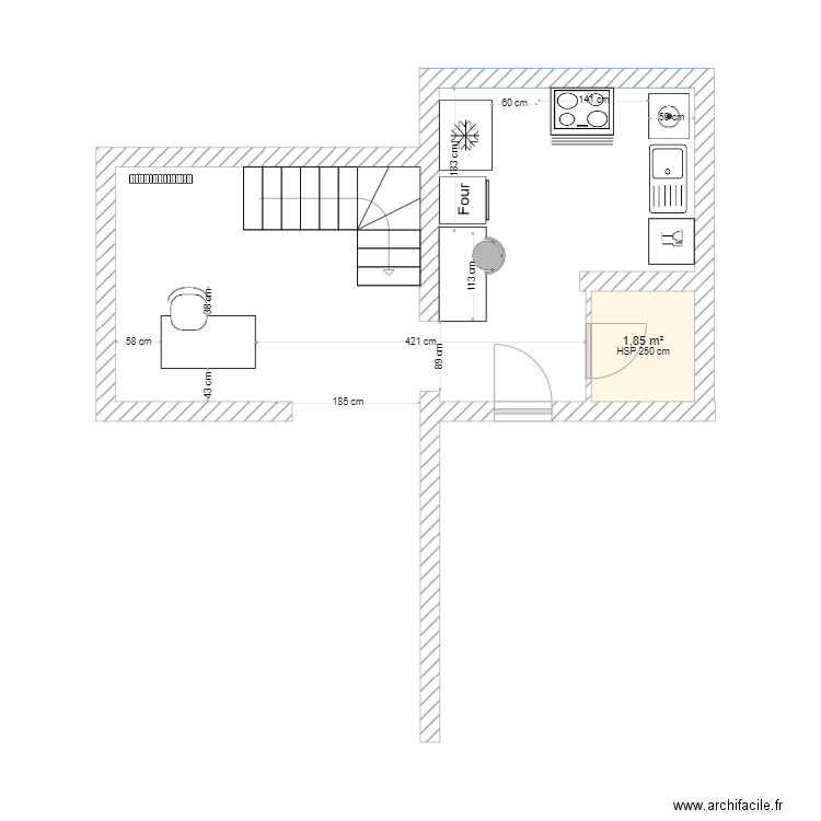 Bléré. Plan de 1 pièce et 2 m2