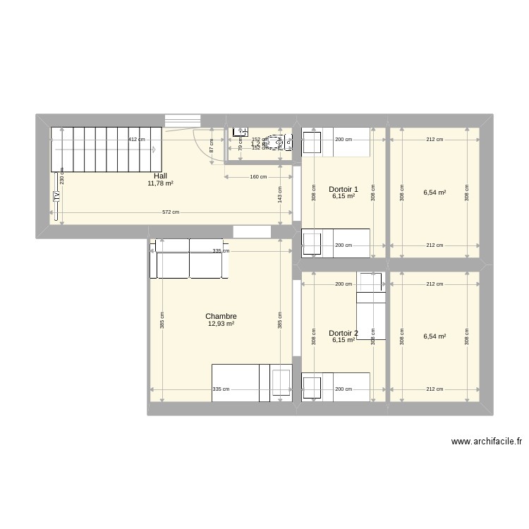 Chalet projet 2 appartement 3. Plan de 7 pièces et 51 m2