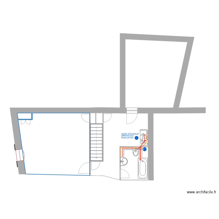 2 EME ÉTAGE EAU ÉVACUATION. Plan de 7 pièces et 64 m2