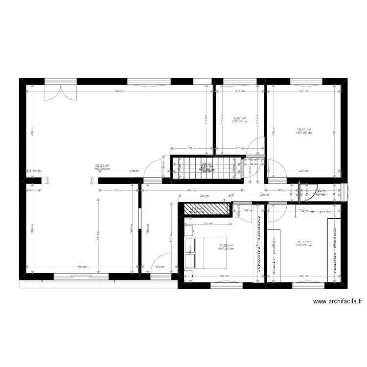 rdc. Plan de 28 pièces et 343 m2