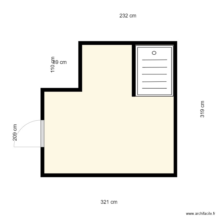 SDB MAX. Plan de 1 pièce et 8 m2