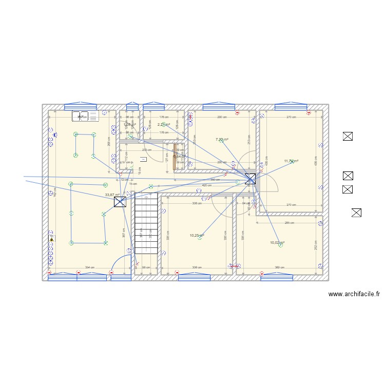 circuit Eclairage s. Plan de 8 pièces et 77 m2