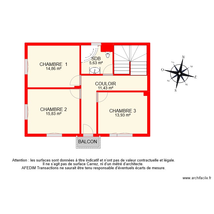 BI 10928 ETAGE 1. Plan de 8 pièces et 70 m2