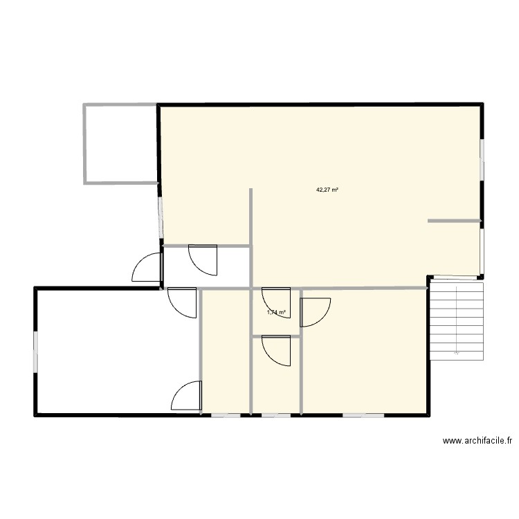 Plan T Moussy . Plan de 5 pièces et 64 m2