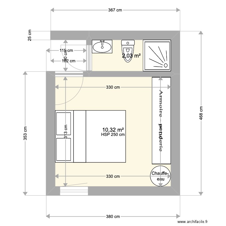 aménagement grenier . Plan de 2 pièces et 12 m2