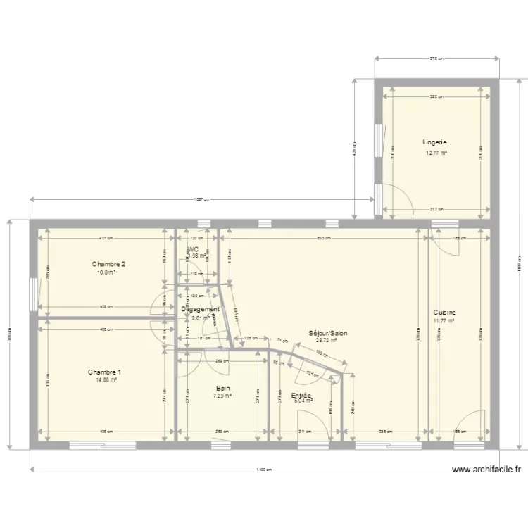 plan surface sans placard. Plan de 