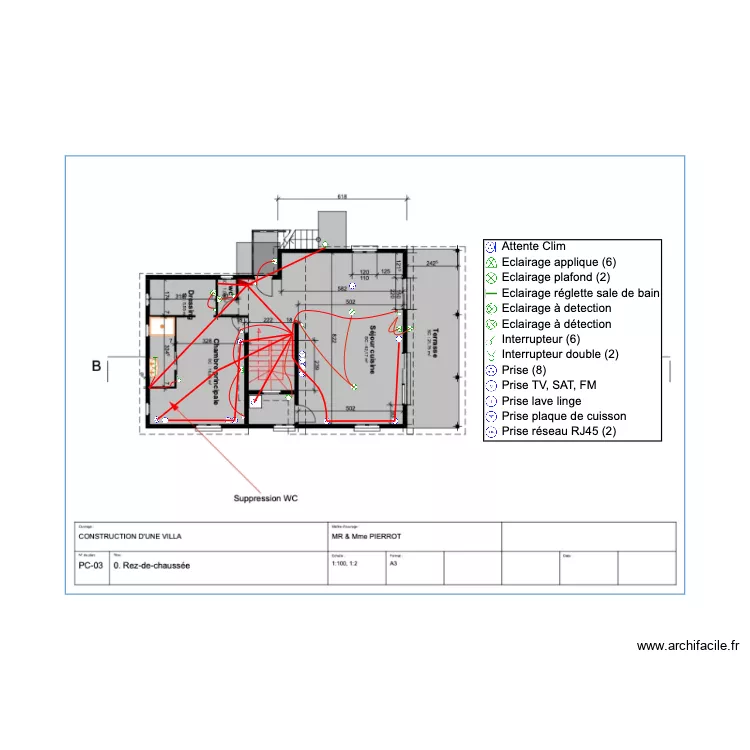 RDC villa Pierrot St Claude . Plan de 