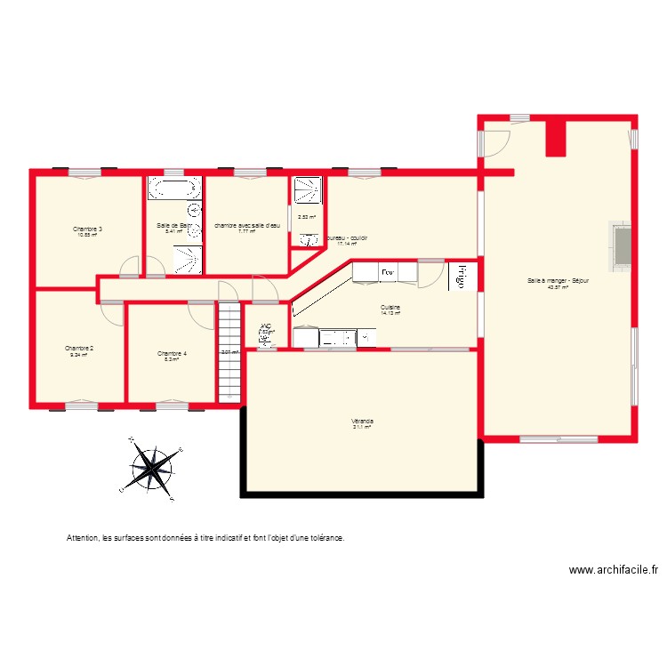 BI2148 PLAN 1ER ETAGE NON COTE. Plan de 0 pièce et 0 m2