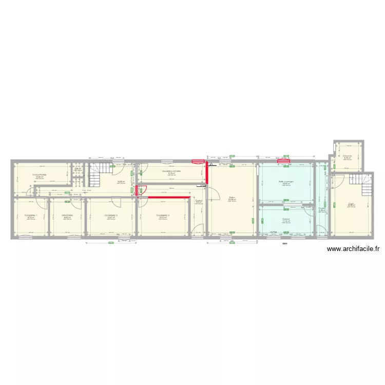PLAN DEF RDC  DETAILS MODIFICATIONS EN ROUGE. Plan de 