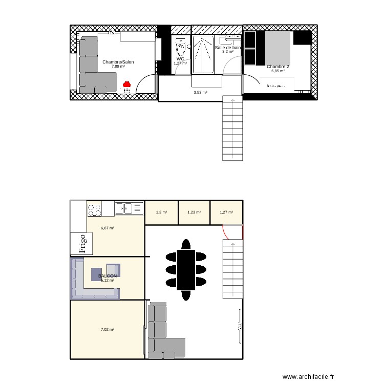 Rénovation de mon appart. Plan de 11 pièces et 45 m2