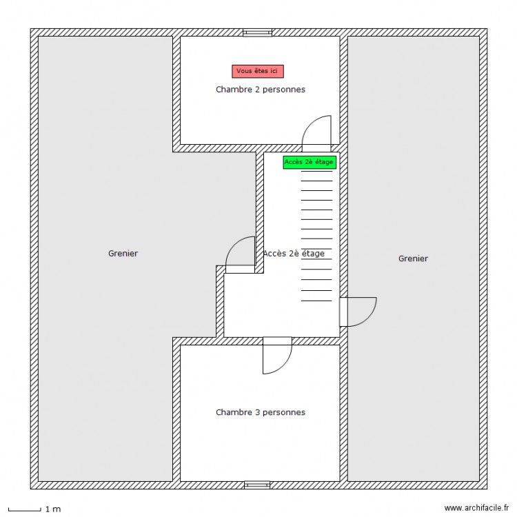 Auberge - Grenier - 3è étage - Chambre 2 personnes. Plan de 0 pièce et 0 m2
