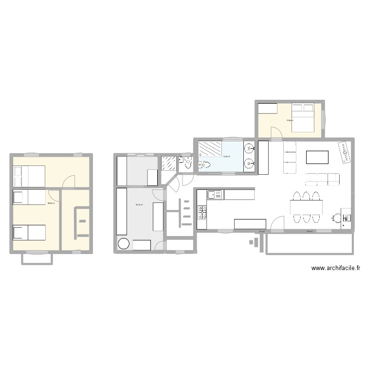 Cabrières3. Plan de 6 pièces et 124 m2