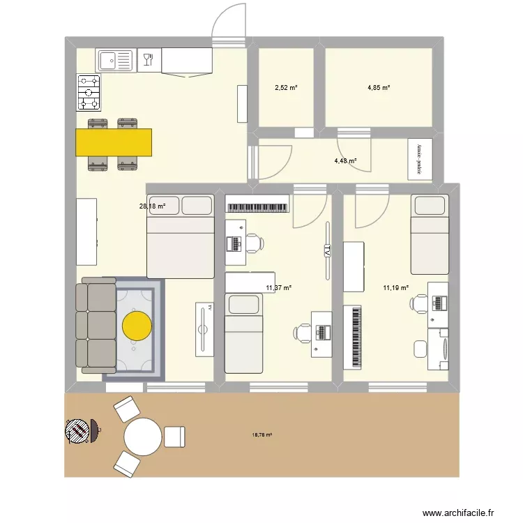 DRAVEIL. Plan de 6 Pièces et 63 m²